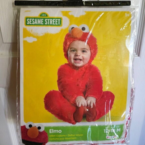 Sesame Street Elmo Plush Baby Costume 12-18 Months Red Furry Monster Halloween - Picture 1 of 4